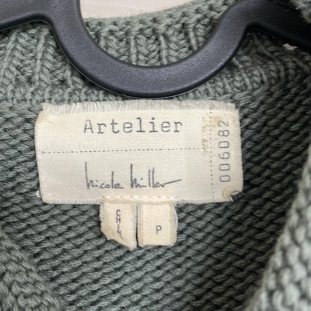 NICOLE MILLER GREEN ATELIER CUT WOOL SWEATER - Picture 7 of 14